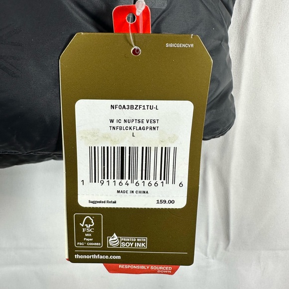 Retro North Face Nuptse Vest Tonal Flag Print - Picture 3 of 10